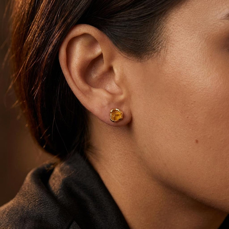 Mini Raw Citrine Stud Earrings (9 of 14)