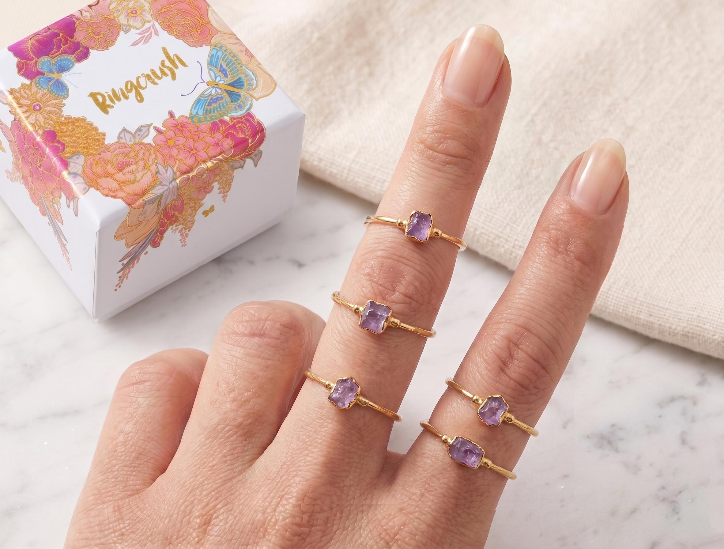 Ringcrush Raw Amethyst Ring, 24k gold