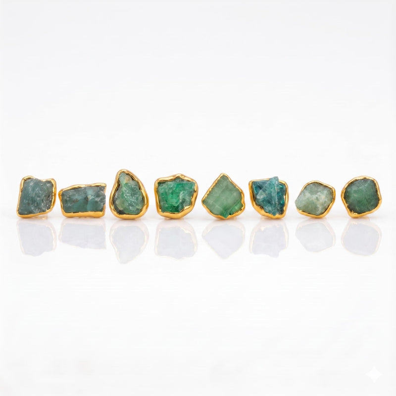 Raw Emerald Earrings on a white background (2 of 12)