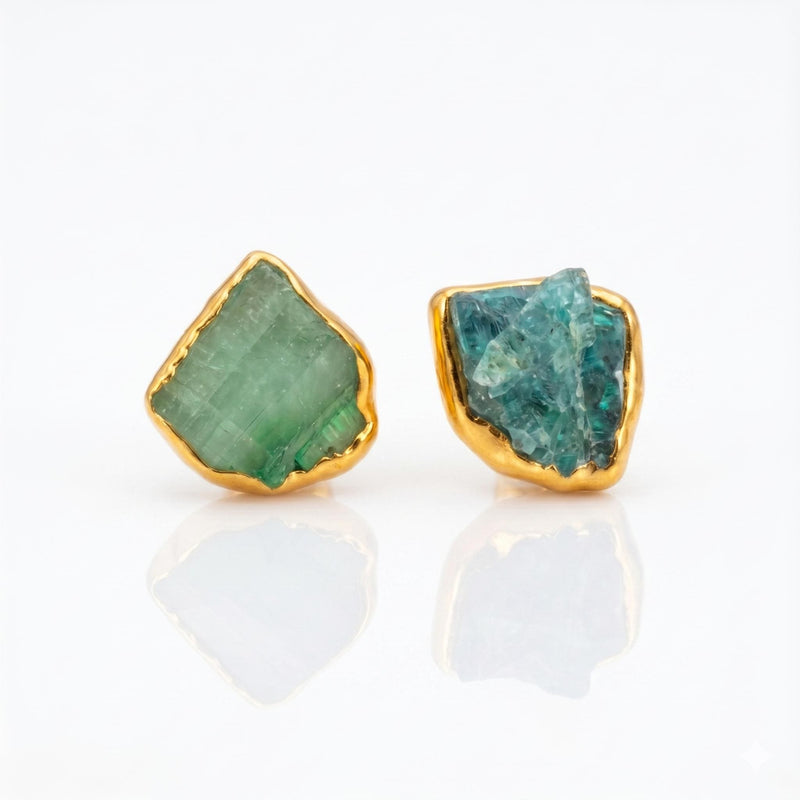 Raw Emerald Earrings on a white background (3 of 12)