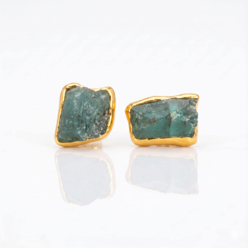 Raw Emerald Earrings on a white background (5 of 12)