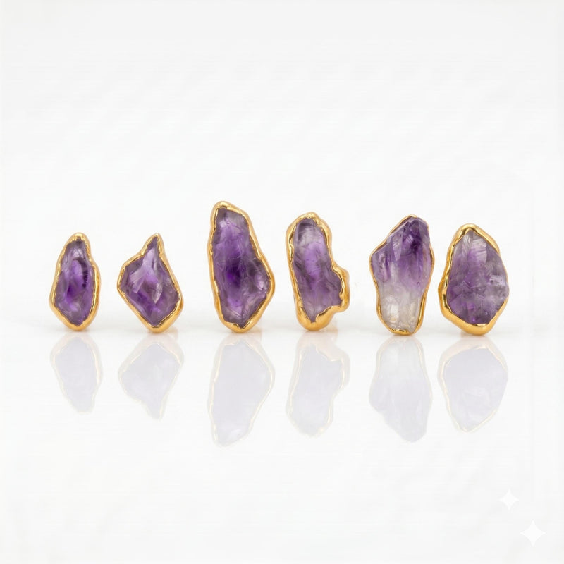 Raw Amethyst Stud Earrings on a white background (2 of 11)