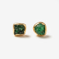 Mini Raw Emerald Earrings