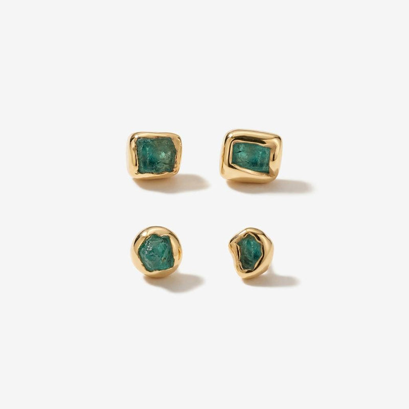 Mini Raw Emerald Earrings on a white background (2 of 8)