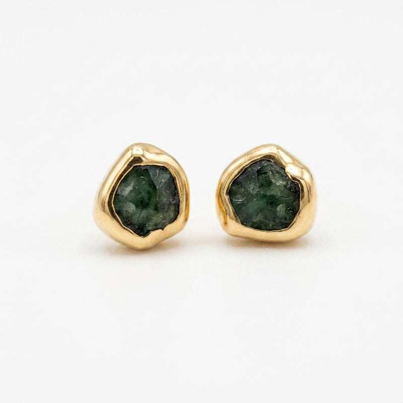 Mini Raw Emerald Earrings on a white background (3 of 8)