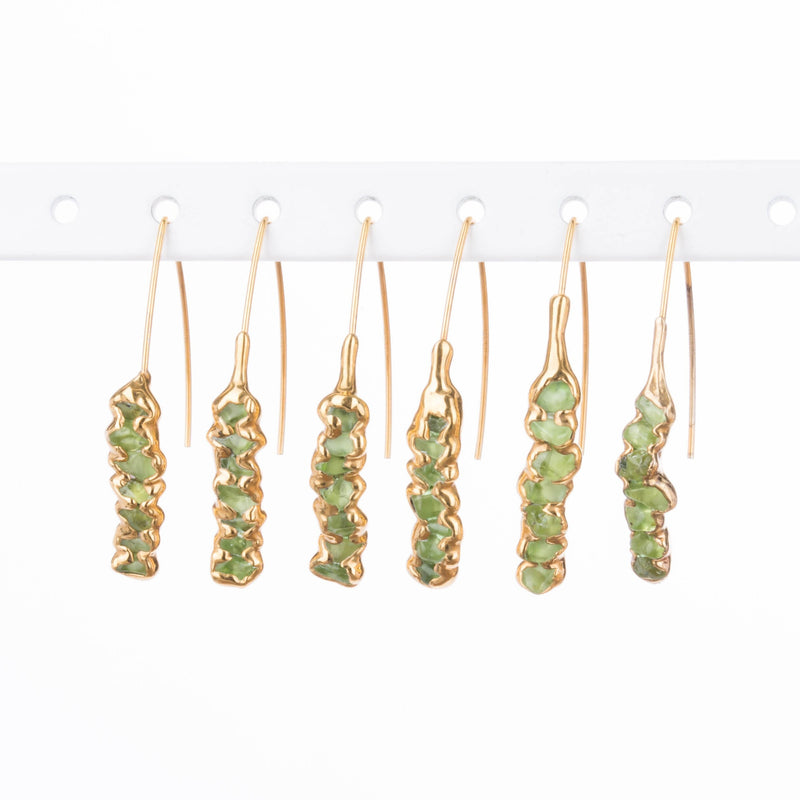 Additional photo of the Raw Peridot Dangle Earrings