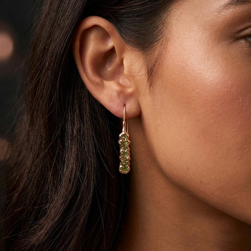 Ringcrush Raw Peridot Dangle Earrings, 24k gold (photo 7)