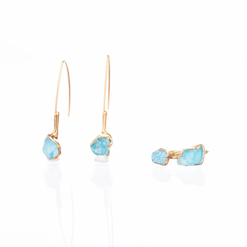 Raw Aquamarine Earrings on a white background (10 of 10)