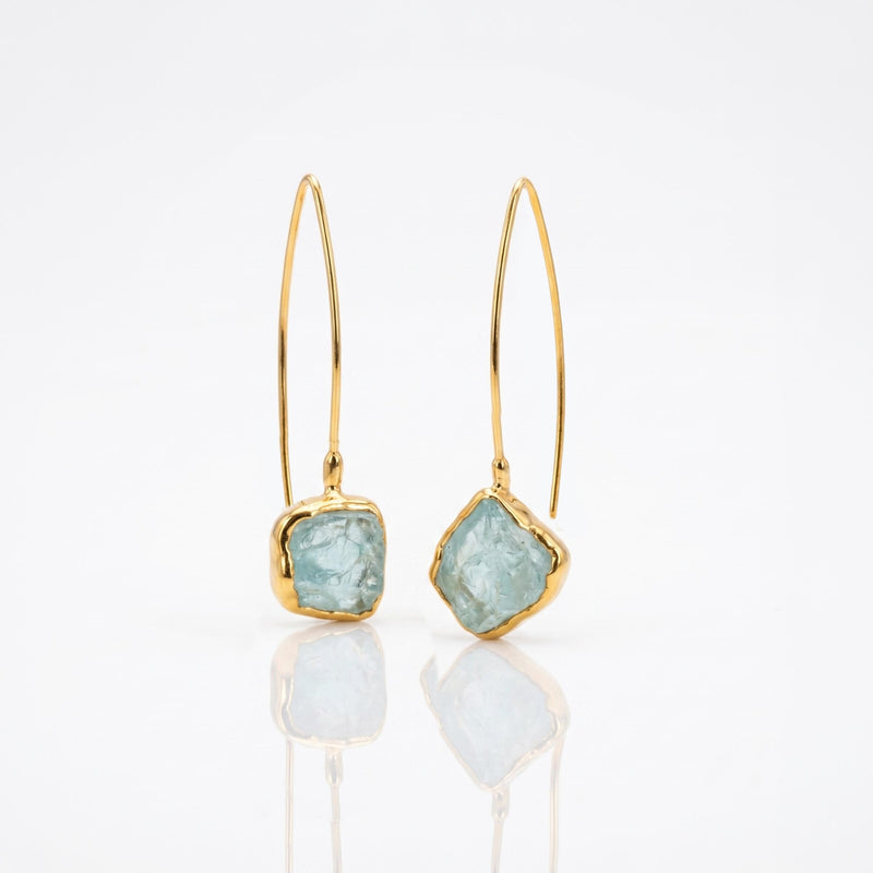 Raw Aquamarine Earrings on a white background (2 of 10)