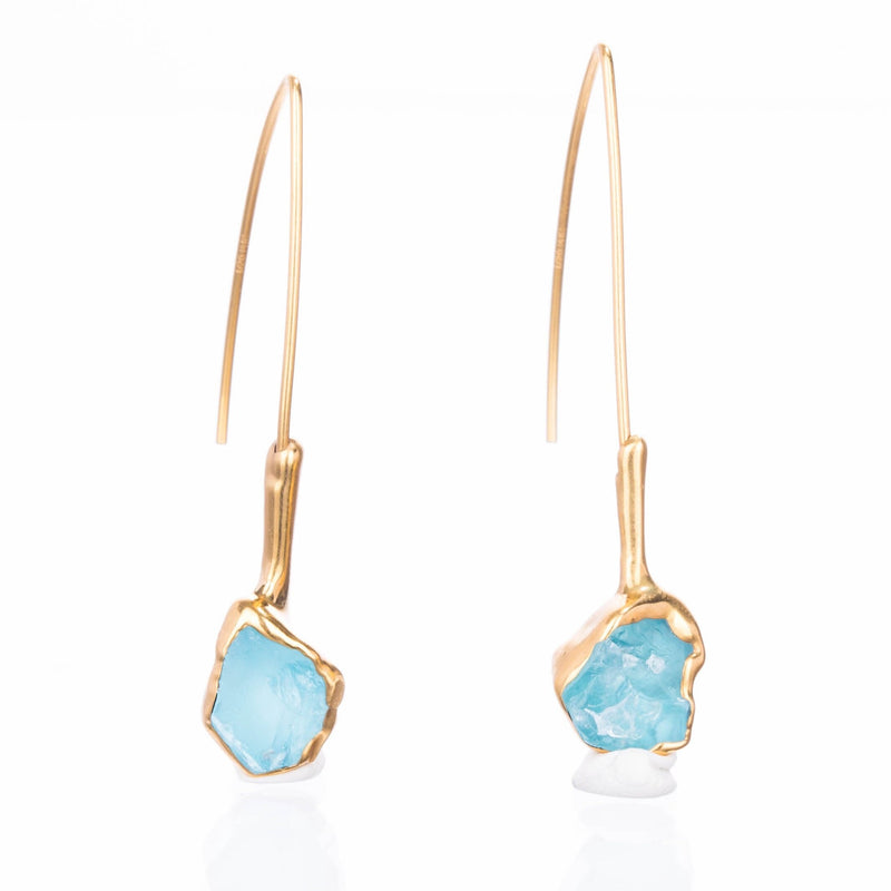 Raw Aquamarine Earrings on a white background (9 of 10)