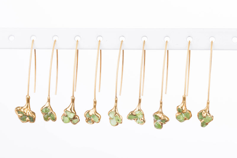 Raw Peridot Dangle Earrings - August birthstone (photo 9)