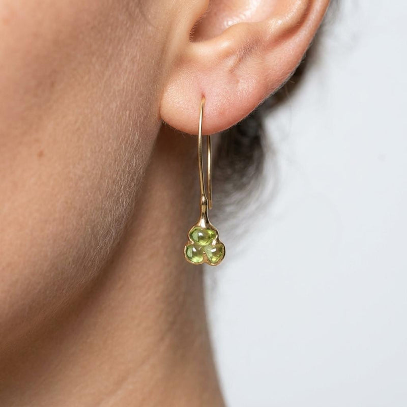 Additional photo of the Raw Peridot Dangle Earrings