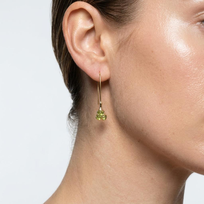Raw Peridot Dangle Earrings - August birthstone