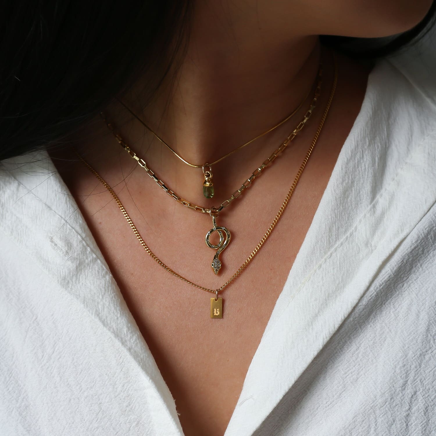 Snake Choker Necklace • 24k Gold Filled Chain • Dainty •