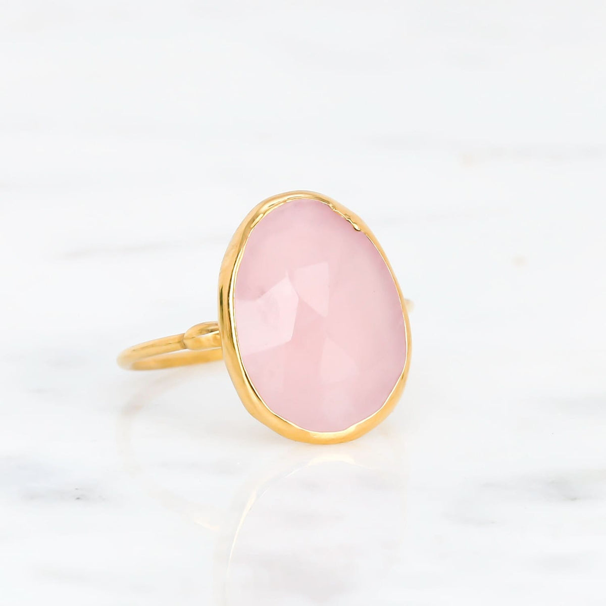 Statement Rose Quartz Ring Raw Gemstone Jewelry Rough