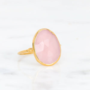 Statement Rose Quartz Ring Raw Gemstone Jewelry Rough