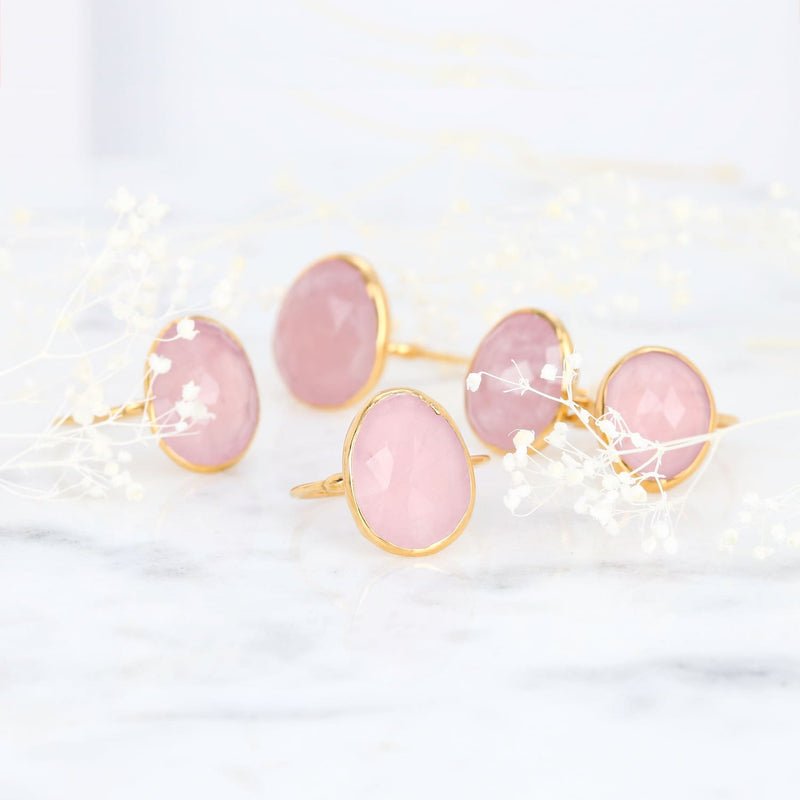 Statement Rose Quartz Ring Raw Gemstone Jewelry Rough