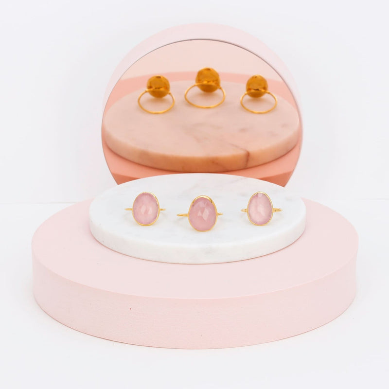 Statement Rose Quartz Ring Raw Gemstone Jewelry Rough