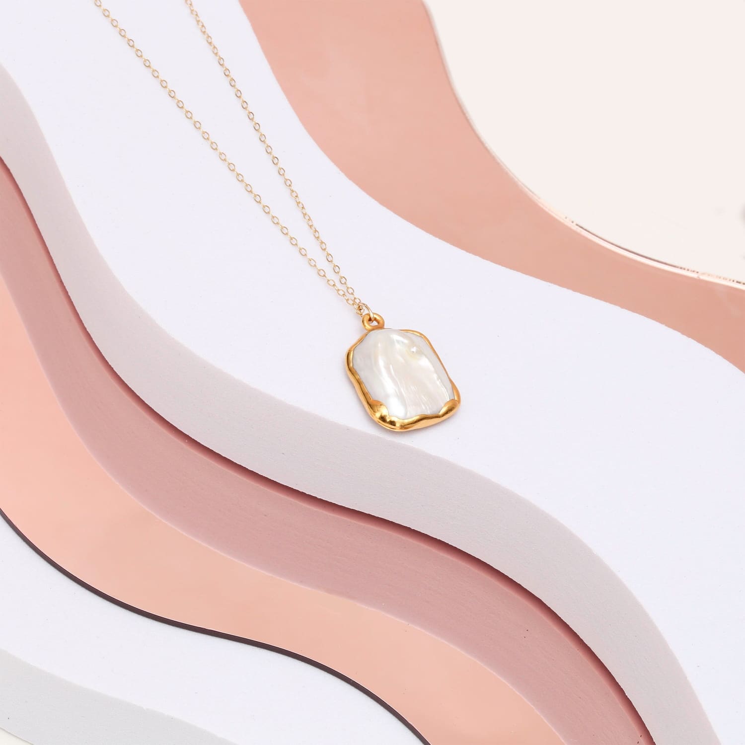 Handmade Golden Sun & White Pearl Triple Drop Pendant Textured Collar  Necklace - Jewelry