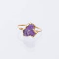 Triple Raw Amethyst Cluster Ring, Gold February Birthstone