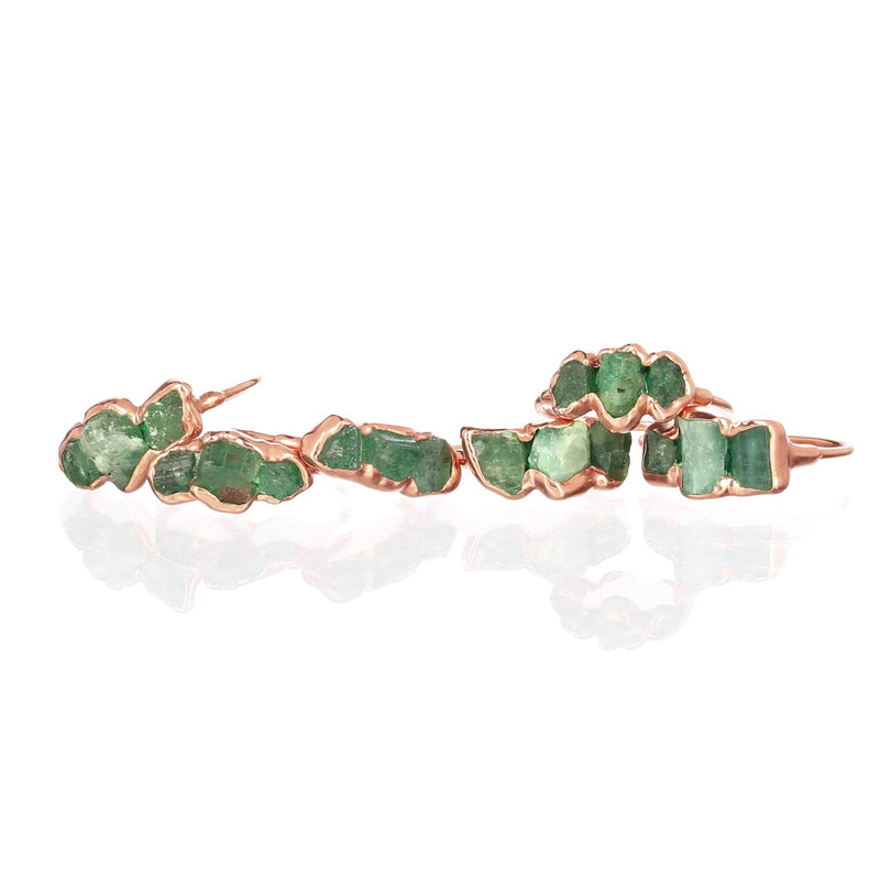 Triple Raw Emerald Ring Stone Birthstone Jewelry Gemstone