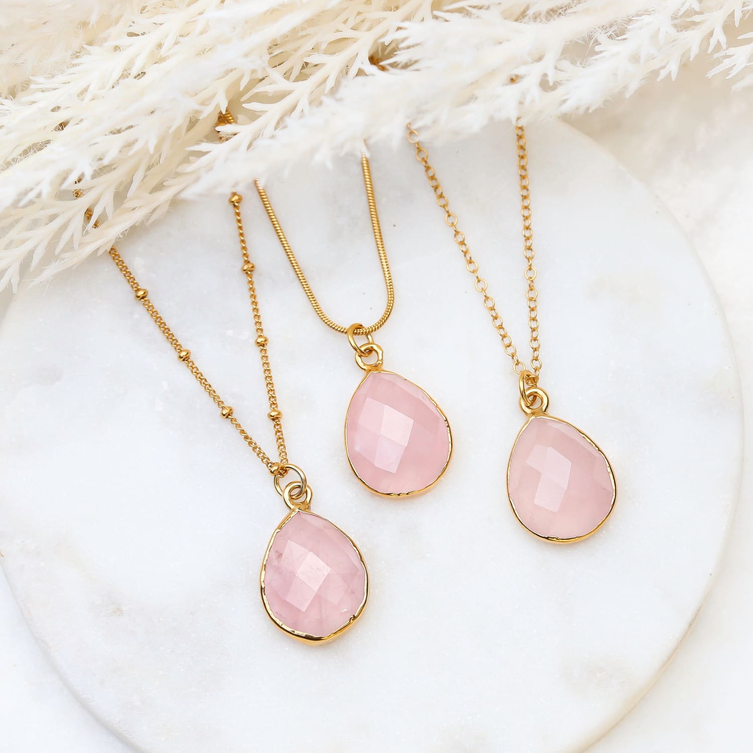Layering Necklace Pink Necklace Crystal Necklace Pendant Necklace