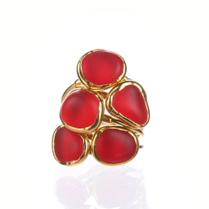 Vermillion Sea Glass Ring • Gold Filled Red Raw Beach