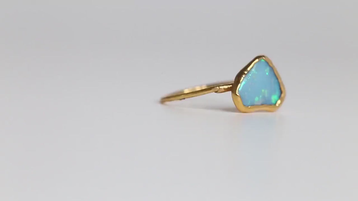 Gold Raw Opal Ring for Women, Bohemian Jewelry, Gemstone Ring, Opal Engagement Ring, Opal Ring Gold, Raw Crystal Ring, October Birthstone