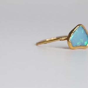 Gold Raw Opal Ring for Women, Bohemian Jewelry, Gemstone Ring, Opal Engagement Ring, Opal Ring Gold, Raw Crystal Ring, October Birthstone