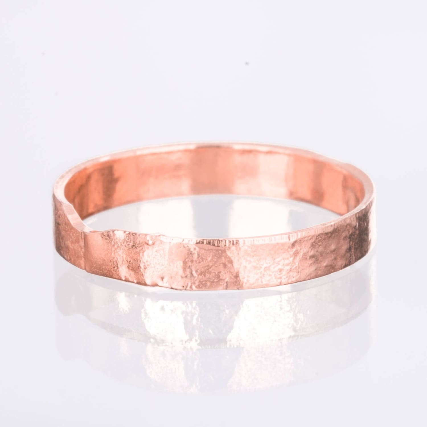 3mm Rose Gold Textured Band Raw Gemstone Jewelry Rough