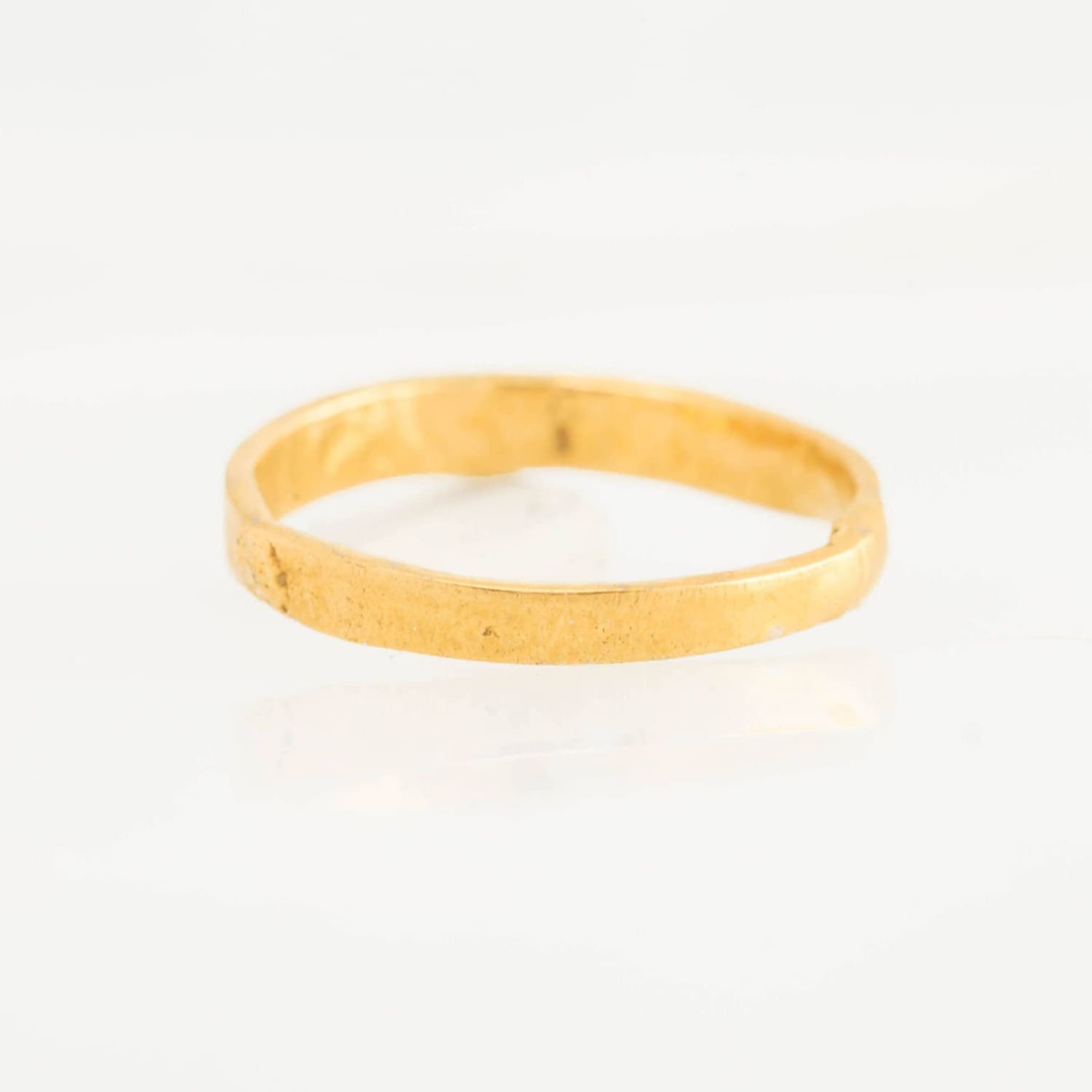 3mm Yellow Gold Textured Band Raw Gemstone Jewelry Rough