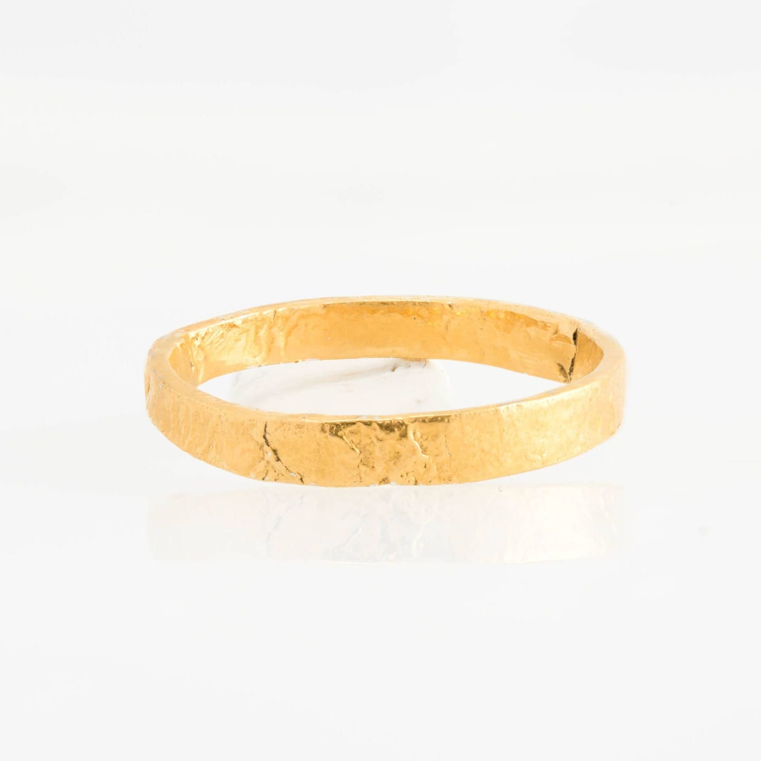 3mm Yellow Gold Textured Band Raw Gemstone Jewelry Rough