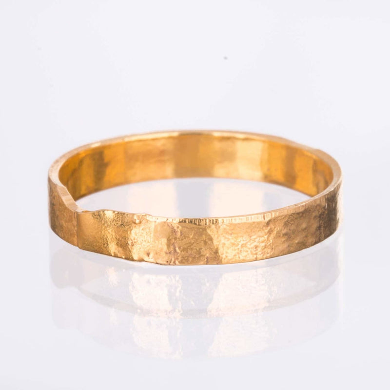 3mm Yellow Gold Textured Band Raw Gemstone Jewelry Rough