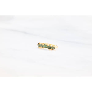 5 Stone Raw Emerald Ring in Yellow Gold Gemstone Jewelry
