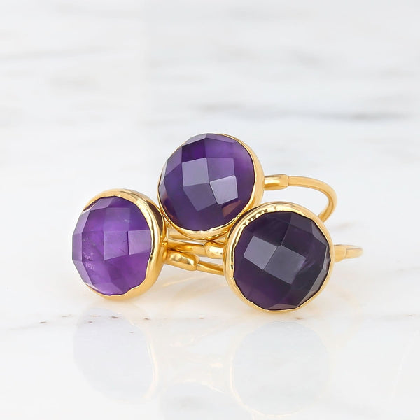 Antique Cut Amethyst Ring Raw Gemstone Jewelry Rough Crystal
