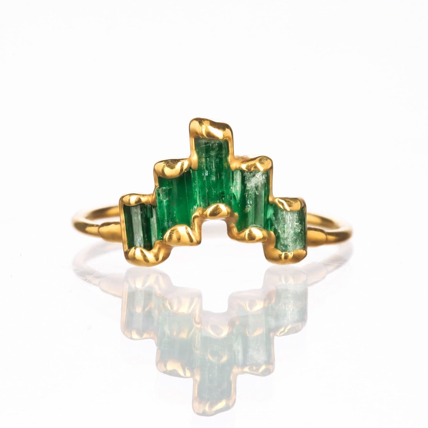 Art Deco Witchy Raw Panjshir Emerald Ring Gemstone Jewelry