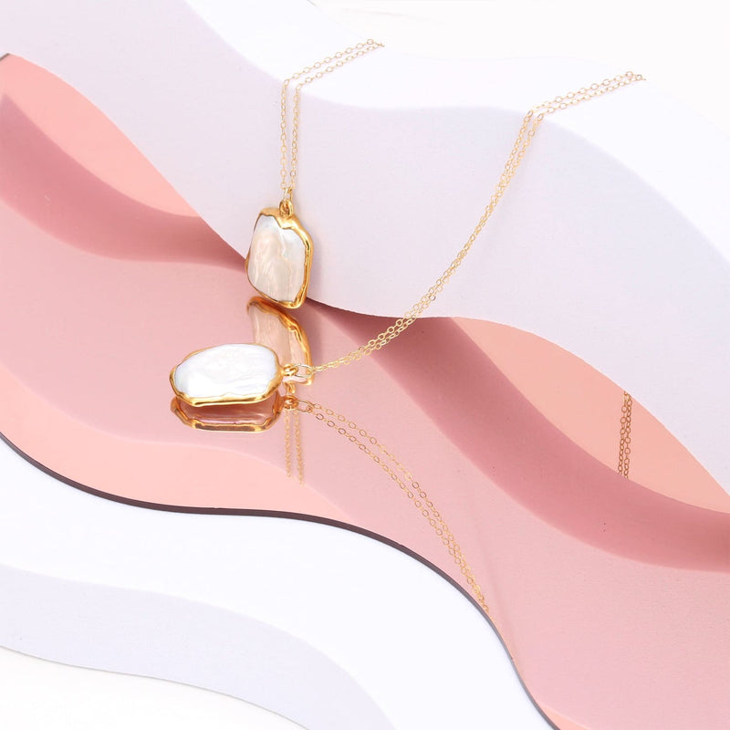 Baroque Mother of Pearl Necklace Raw Gemstone Jewelry Rough