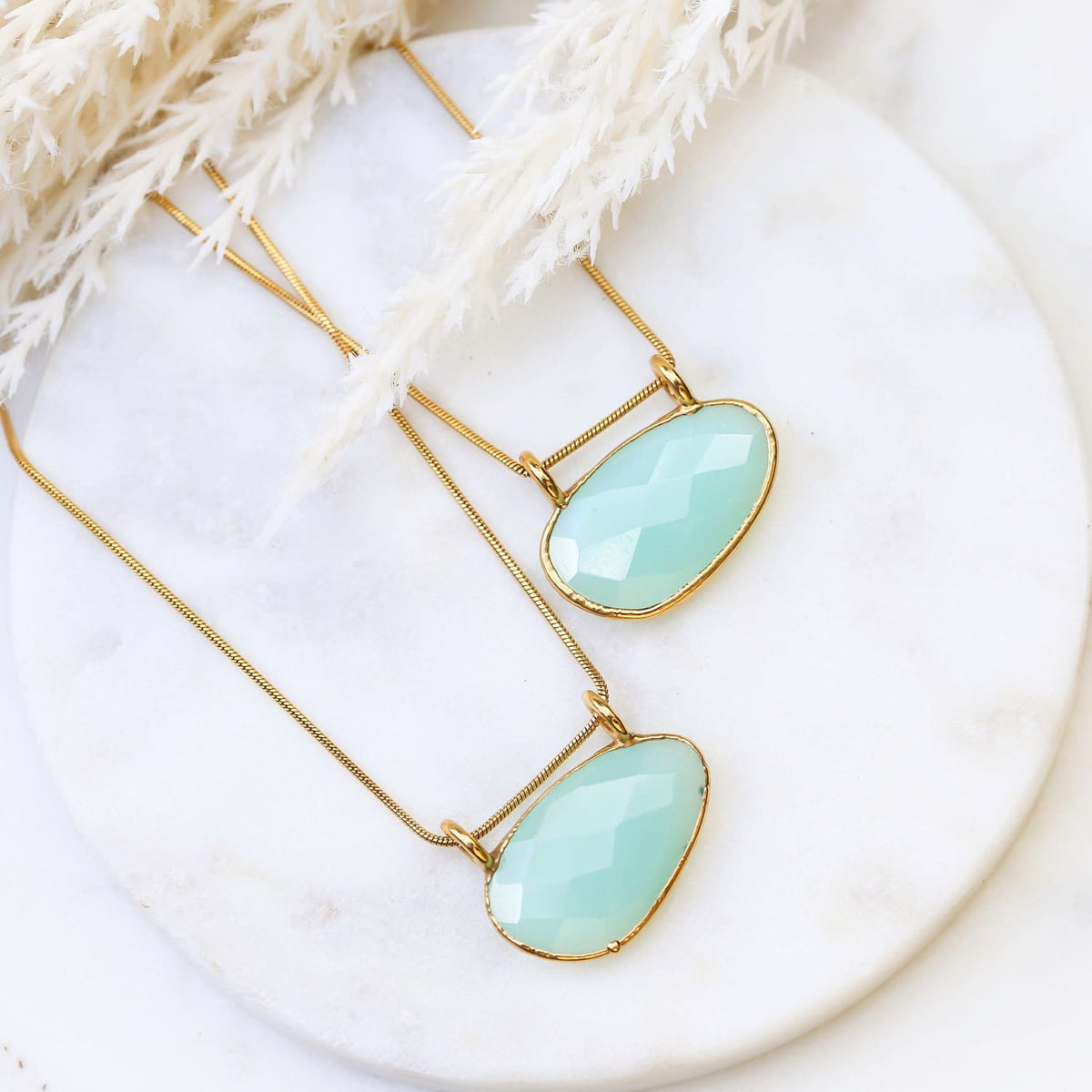 Blue Chalcedony Pendant Necklace in Rosecut Raw Gemstone