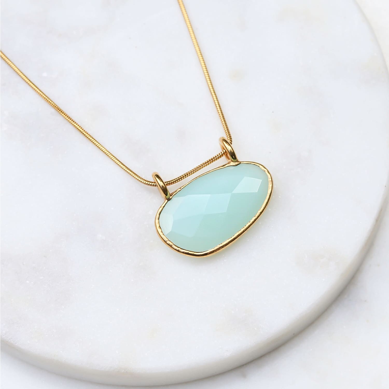Blue Chalcedony Pendant Necklace in Rosecut Raw Gemstone