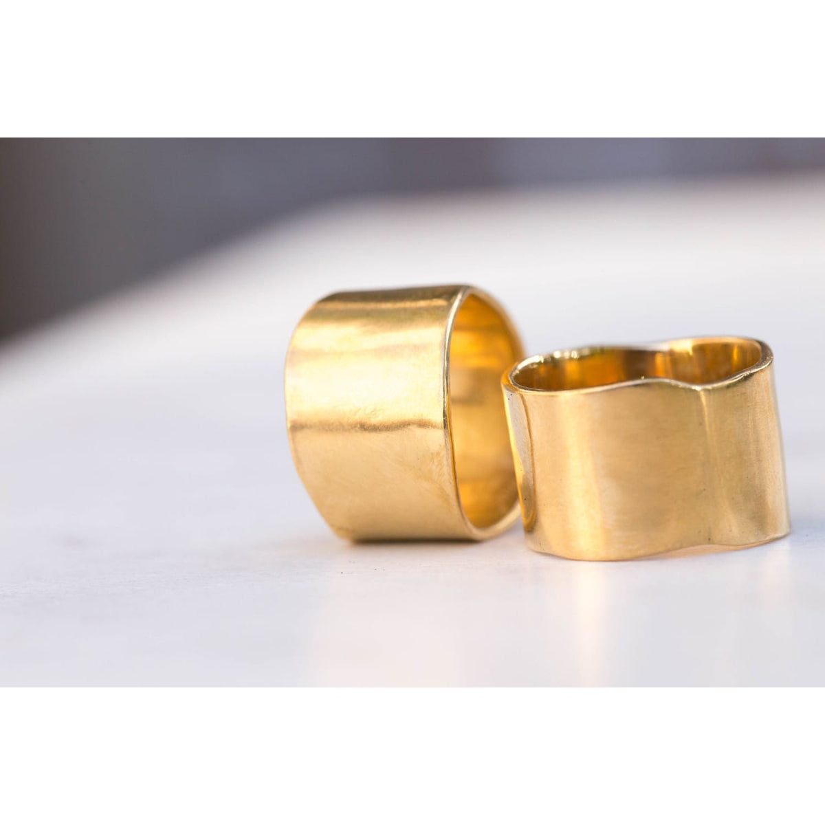Cigar Band Wide Gold Ring Raw Gemstone Jewelry Rough Crystal