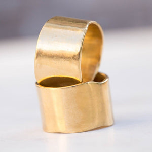Cigar Band Wide Gold Ring Raw Gemstone Jewelry Rough Crystal
