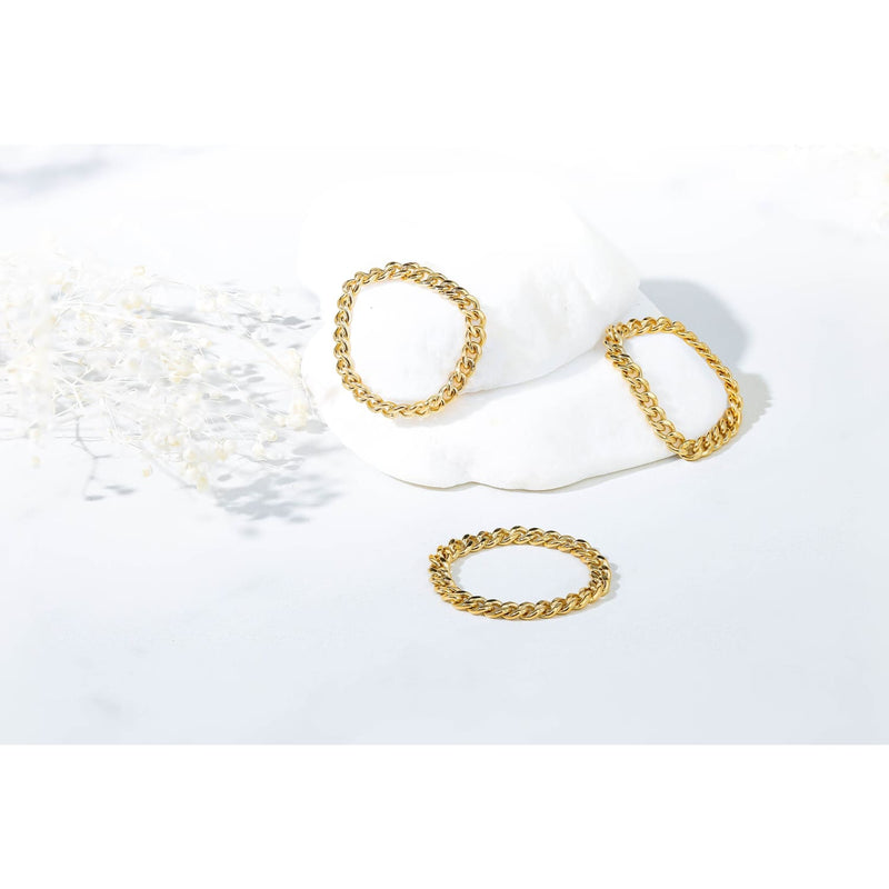 Cuban Link Chain Ring Raw Gemstone Jewelry Rough Crystal