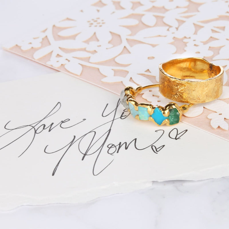 Custom Raw Gemstone Mothers Ring Jewelry Rough Crystal Stone