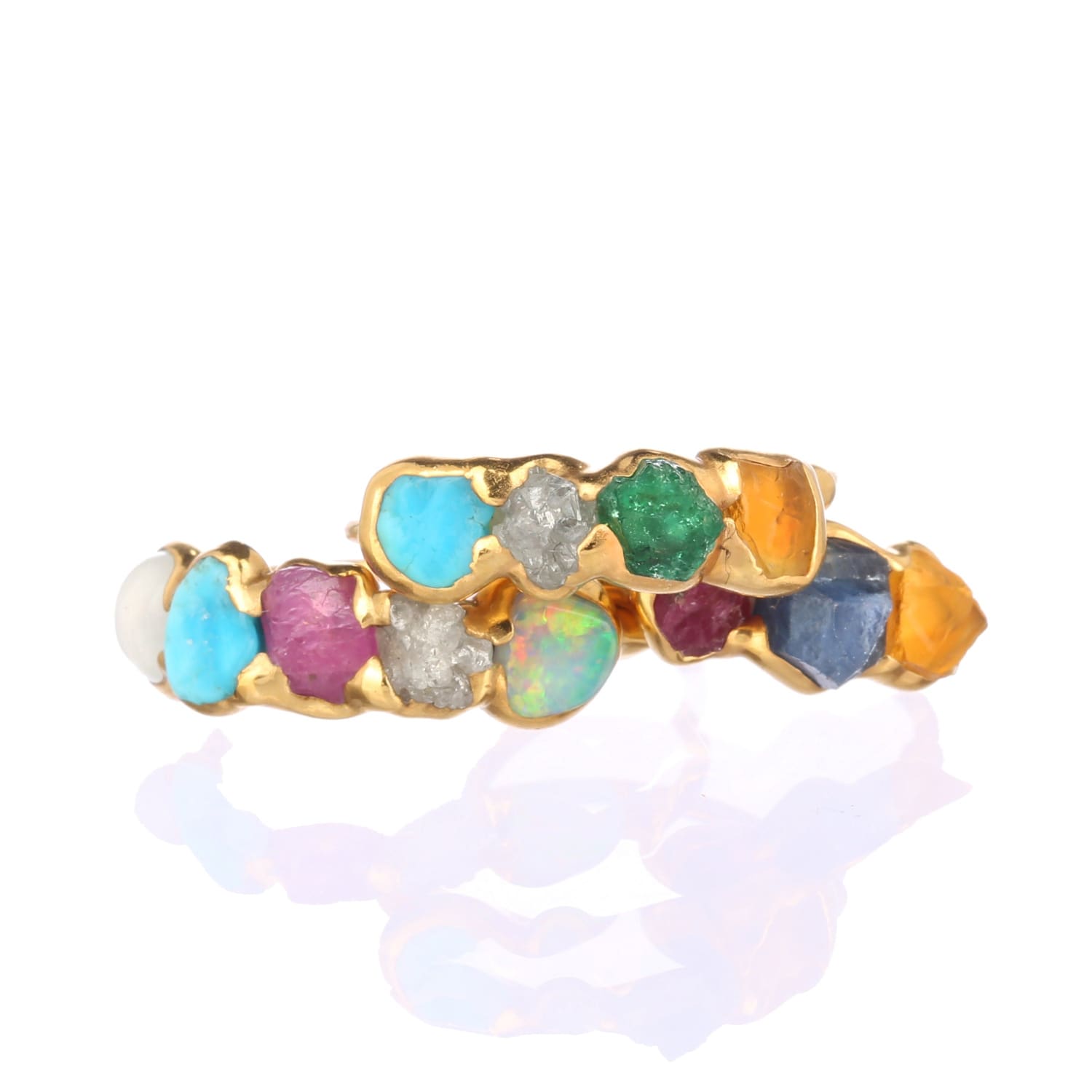 Custom Raw Gemstone Mothers Ring Jewelry Rough Crystal Stone