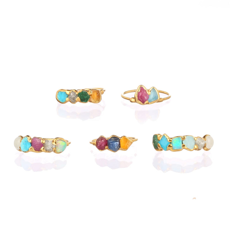Custom Raw Gemstone Mothers Ring Jewelry Rough Crystal Stone