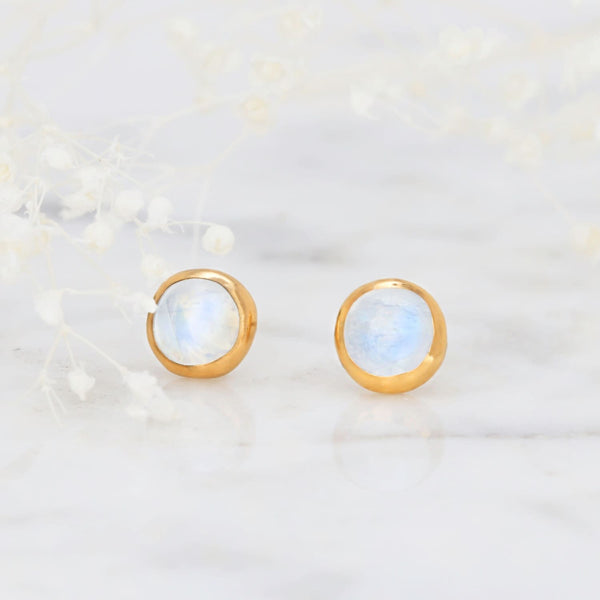Dainty Rainbow Moonstone Earring Raw Gemstone Jewelry Rough