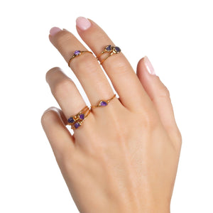 Dainty Raw Amethyst Ring in Gold Gemstone Jewelry Rough