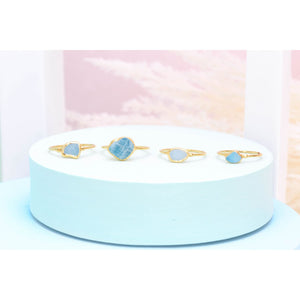 Dainty Raw Aquamarine Ring Gemstone Jewelry Rough Crystal