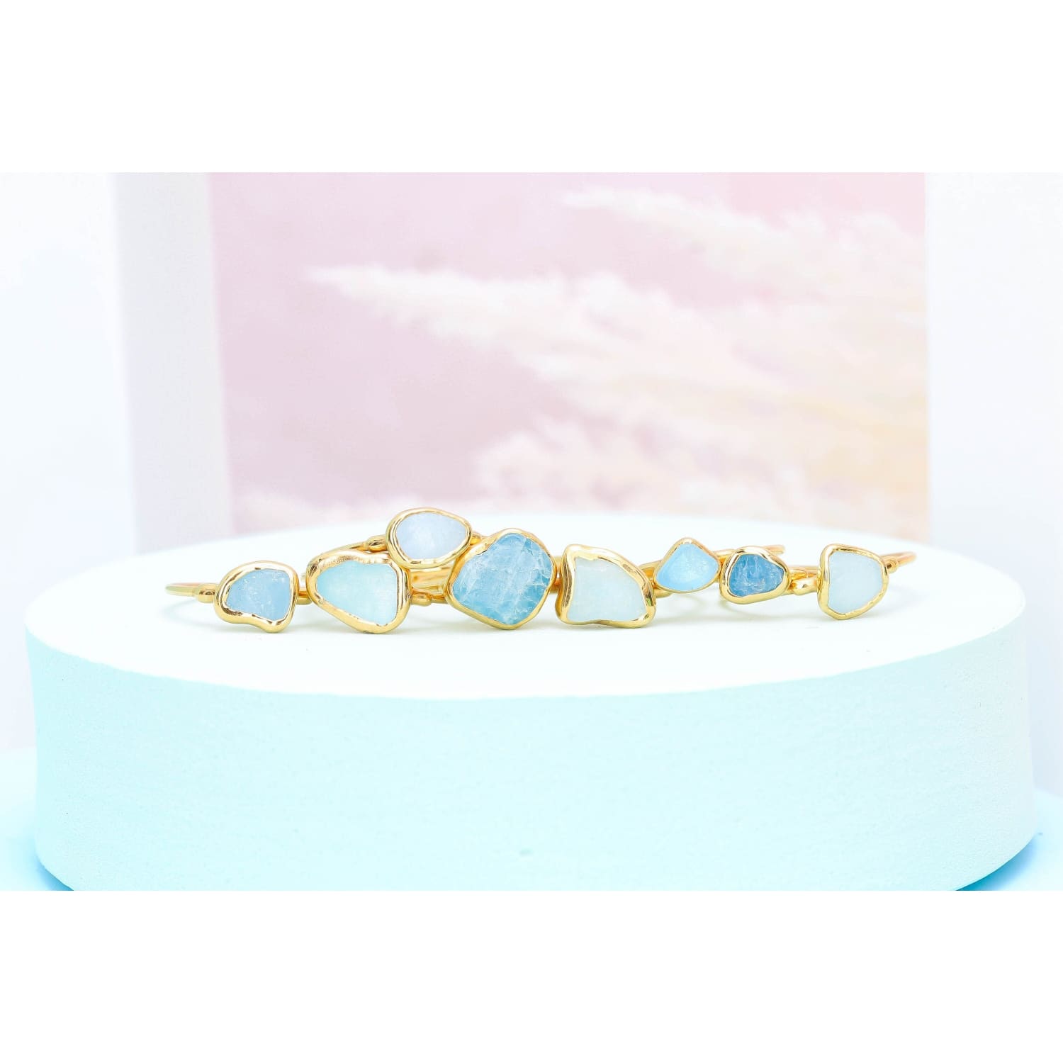 Dainty Raw Aquamarine Ring Gemstone Jewelry Rough Crystal