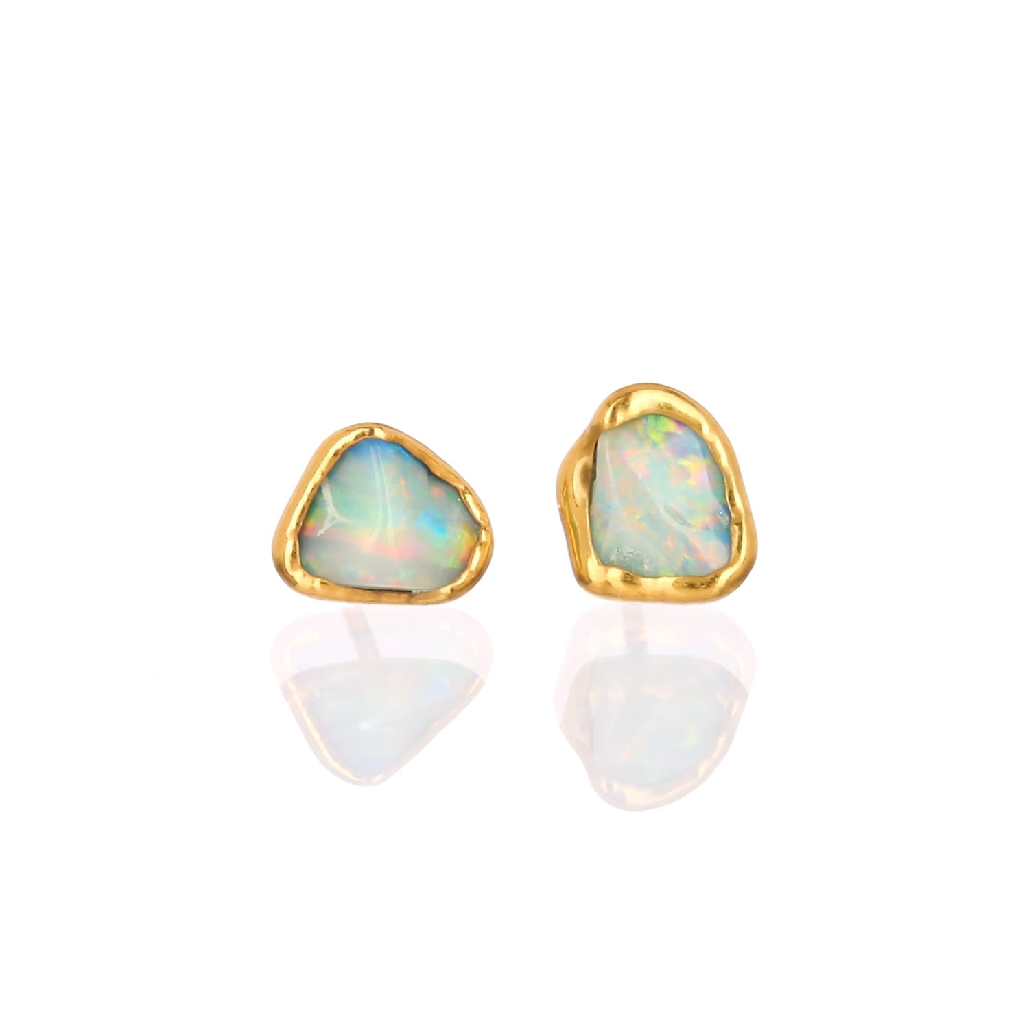 dainty raw australian opal stud earrings